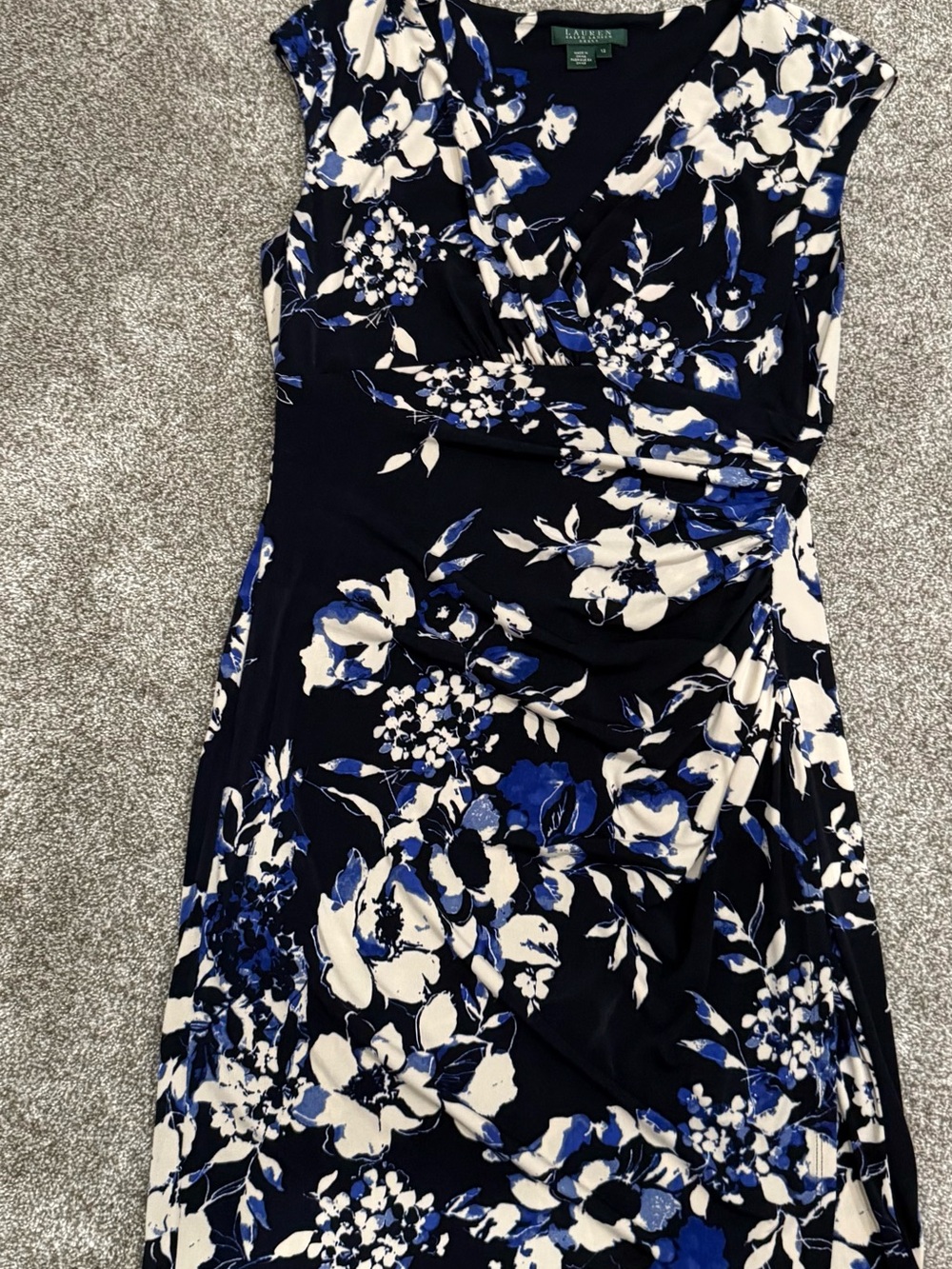 Ralph Lauren Navy, White & Blue Floral Wrap Dress